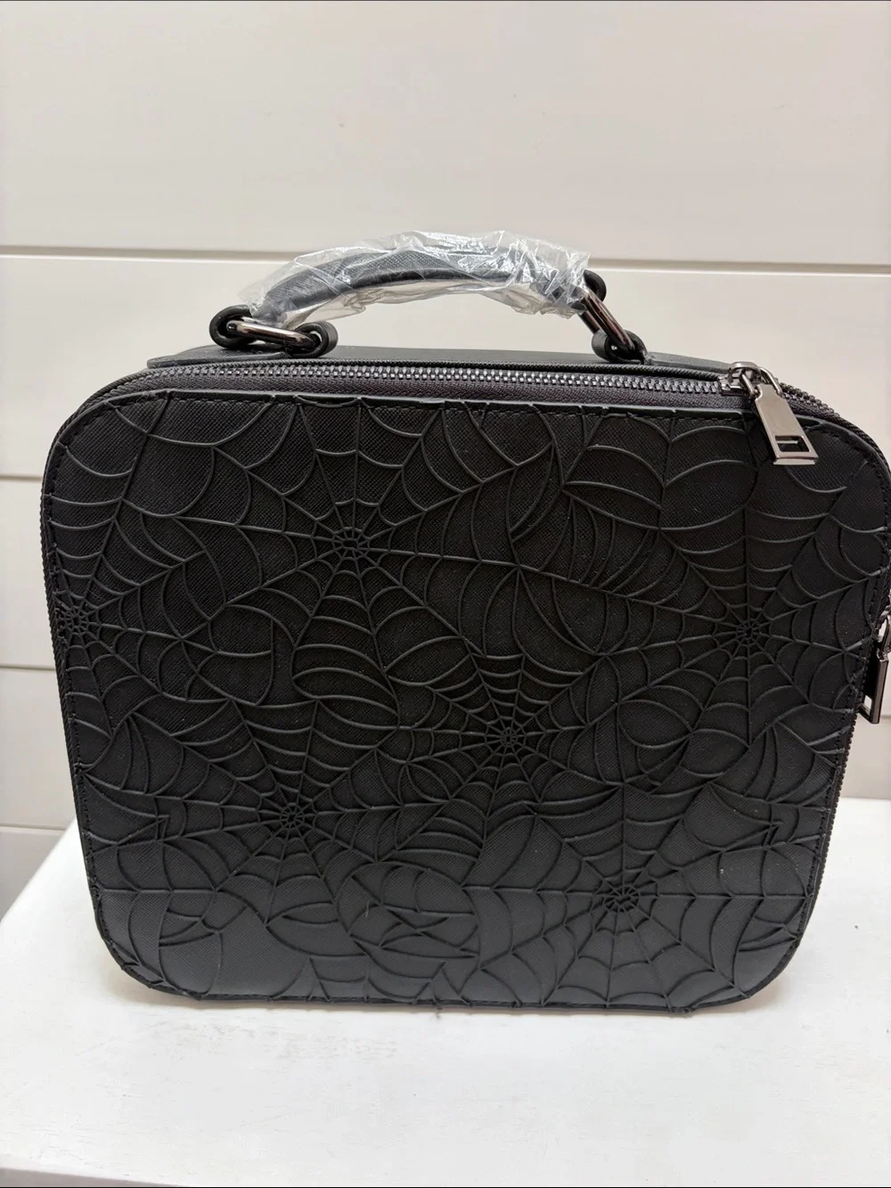 Backstitch Bruja Embossed Black Cosmetic Case with Top Handle